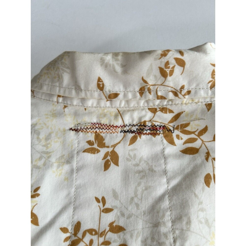 Zenfari Unique Cream Beige Cotton Leaf Print Button Up Shirt Mens Size L - Picture 12 of 13
